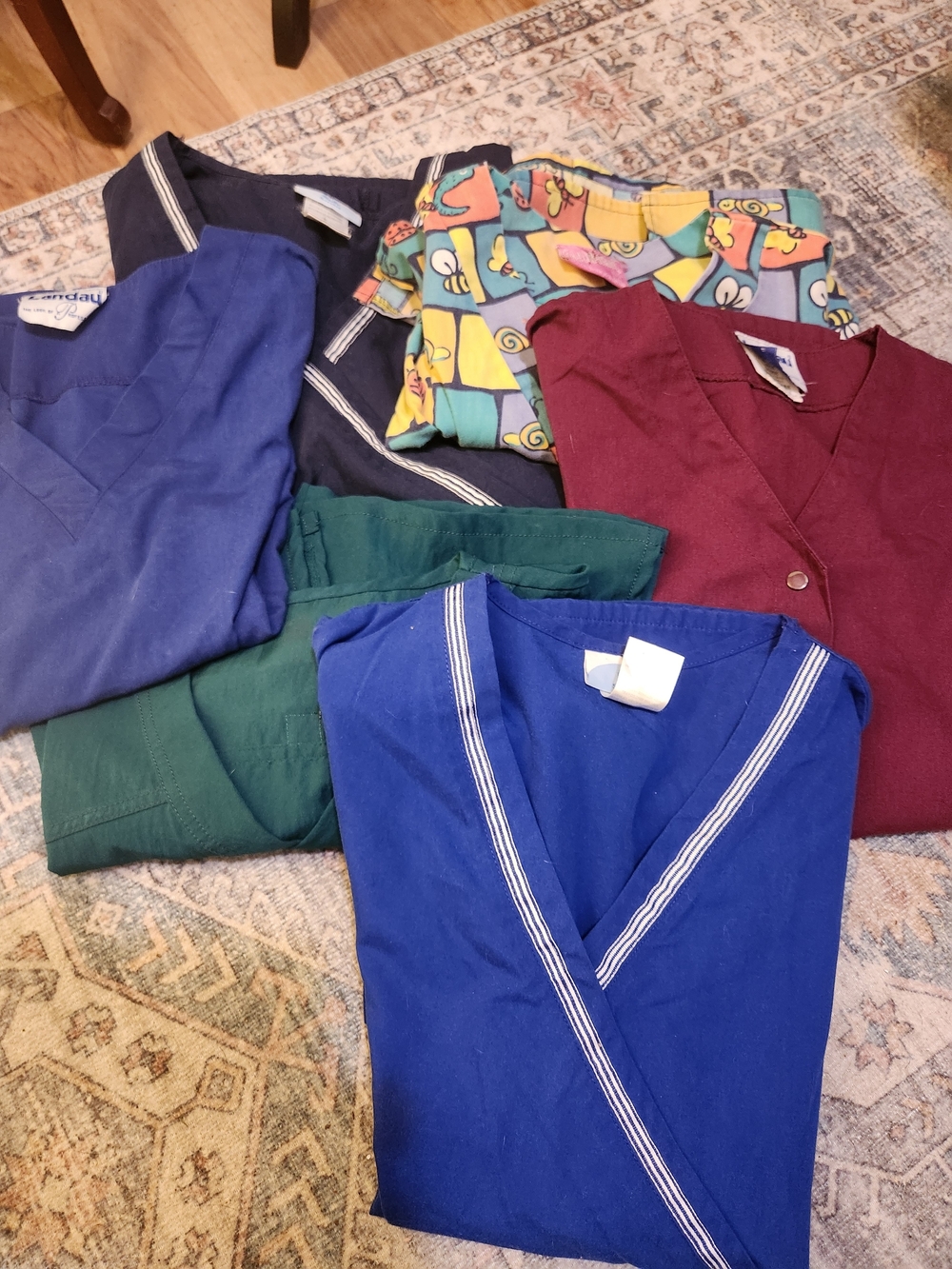 Mixed Scrub Tops Bundle in Blue, Green, Burgundy, Navy & Multi